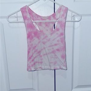 pink and white tie dye crop tank top